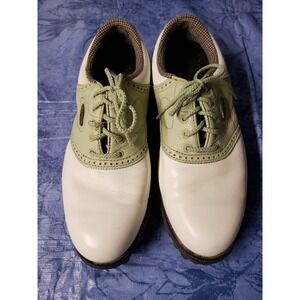 Footjoy Comfort Softspikes Golf Shoes Green White Saddle Women's Size 6.5M 98215